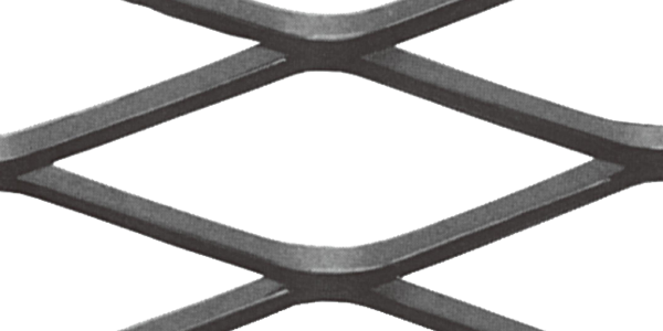 一个菱形网孔的钢板网格栅局部图