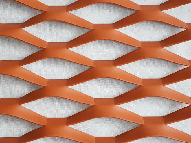 橙色的建筑装饰钢板网网片。